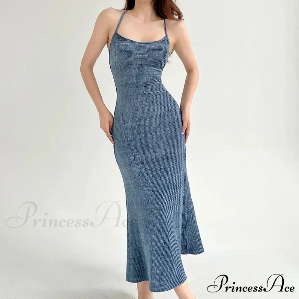Beachwear Knit Sexy Spaghetti Strap Strapless Backless Lace Up Female Slip Holiday Club Bodycon Dress