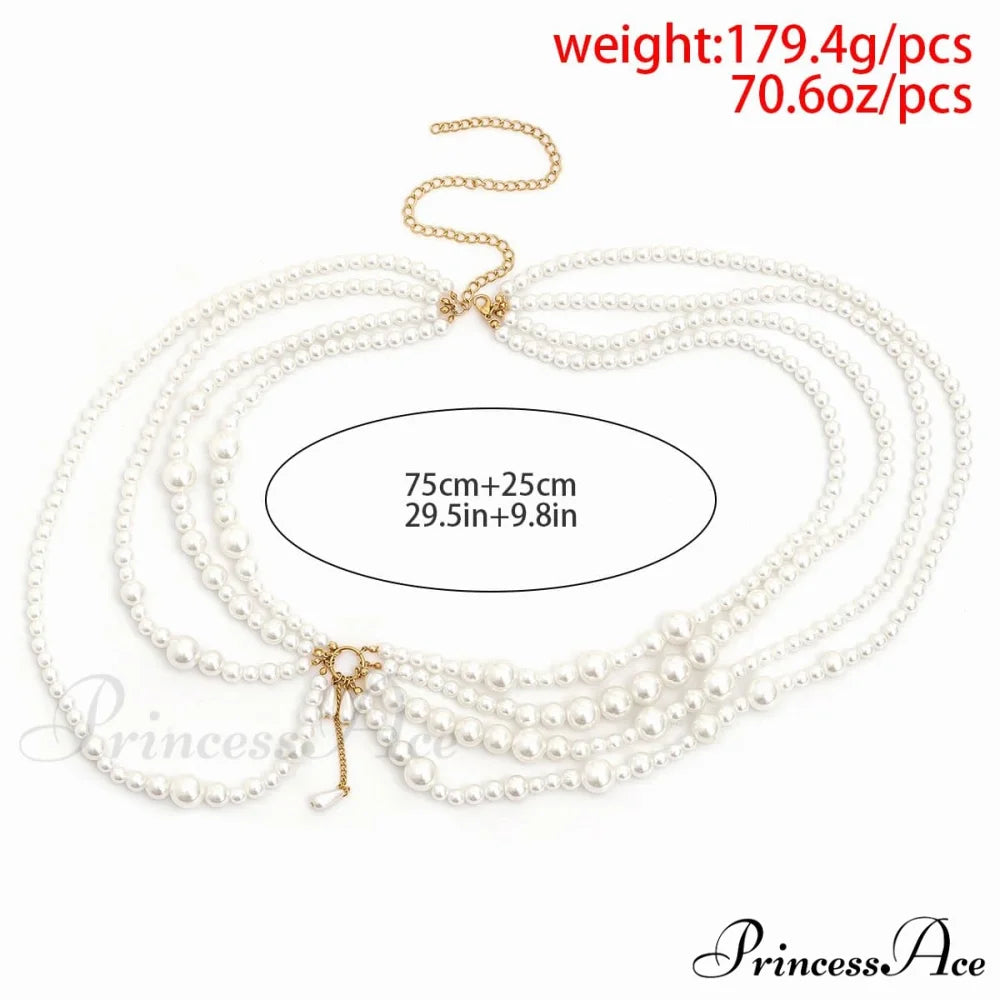 beaded Faux waist o-ring pearl chain