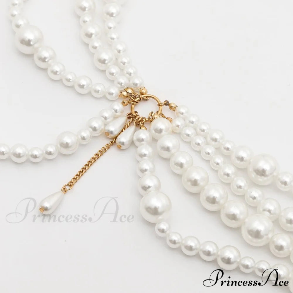 beaded Faux waist o-ring pearl chain
