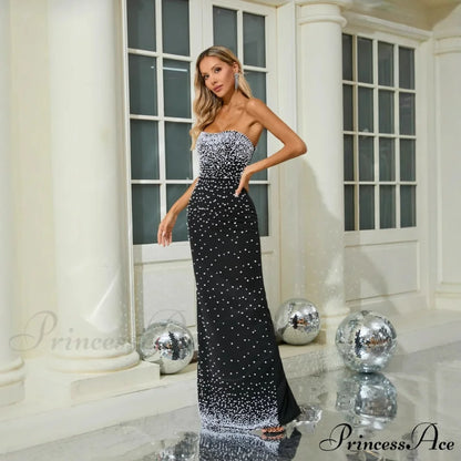 Beaded Strapless Bandage Sophisticated Evening Prom Dress promdress-250223