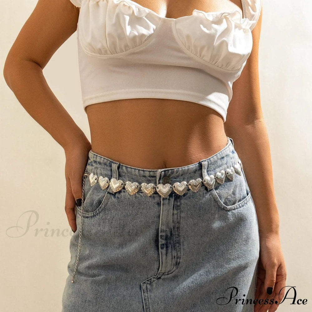Beaded Waist Pendant Heart Chain