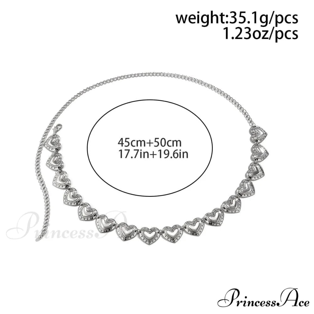 Beaded Waist Pendant Heart Chain