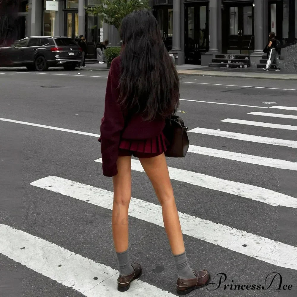 Bear Stitched Cartoon University Style Pullover swraters-241228