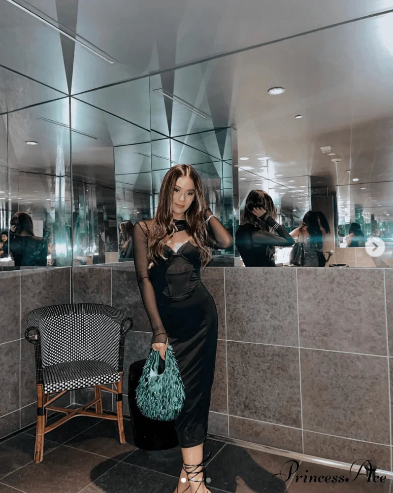 Beatrice Black Stylish Corset Midi Dress 8 Days / XS / Black