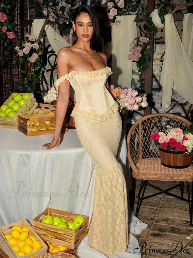 Beautiful Long Vacation Dress Light Yellow / S vacationdress-250223