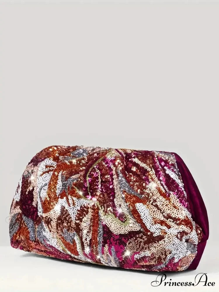 Beautiful Sparkling Crimson Evening Clutch Bag Rose red / (20cm clutchbag-250126