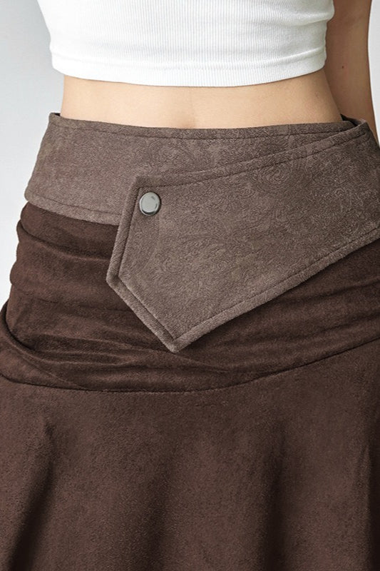 Solid Color Asymmetrical Midi Skirt