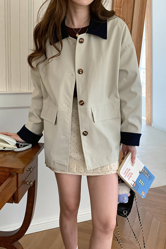 Contrast Collar Short Utility Jacket