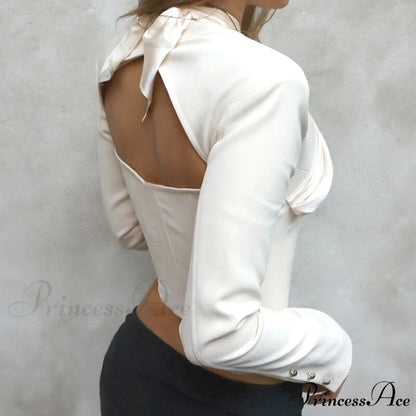 Beige New Button Decoration Blouse