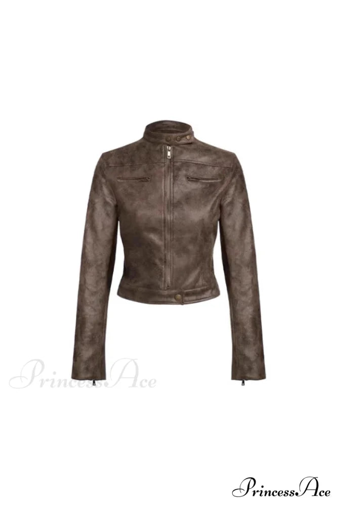 Bella Elegant Moto Jacket S / Chocolate