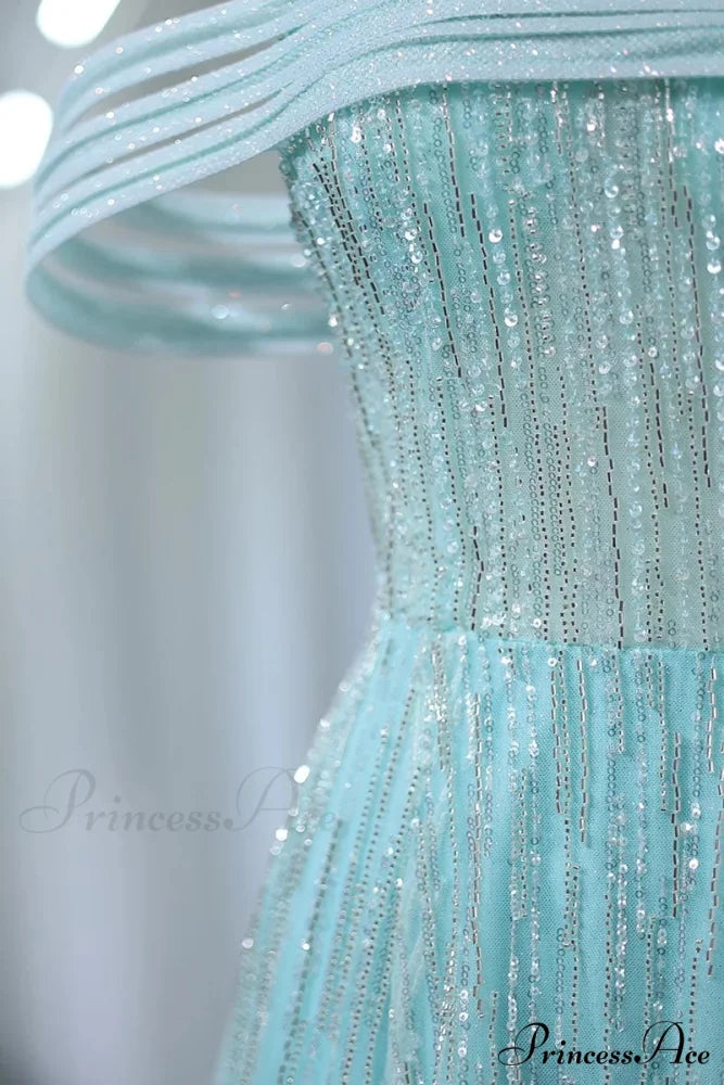 Bella Off-the-Shoulder Graceful Beaded Maxi Dress