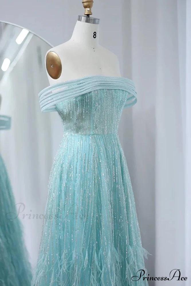 Bella Off-the-Shoulder Graceful Beaded Maxi Dress