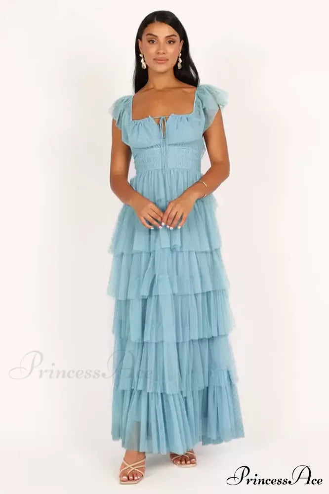 Belle Elegant Maxi Dress S / Blue