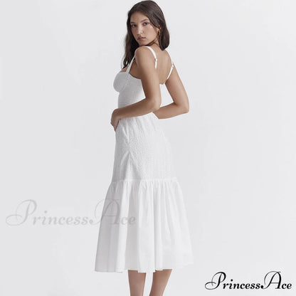 Belle White Stylish Midi Dress