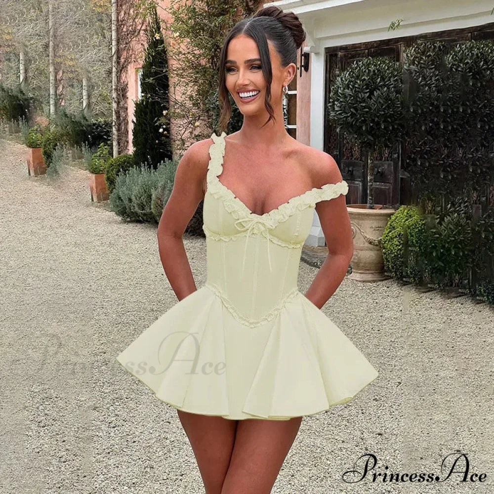 Belt Encircle A-line Off Shoulder Holiday Dress vacationdress-250223