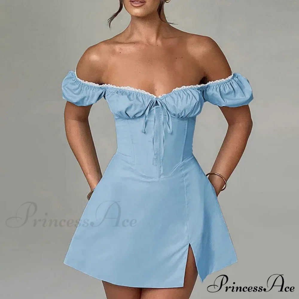 Belt Encircle A-line Off Shoulder Holiday Dress vacationdress-250223