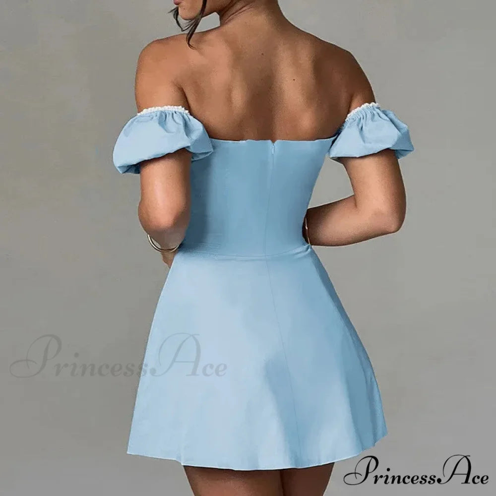 Belt Encircle A-line Off Shoulder Holiday Dress vacationdress-250223