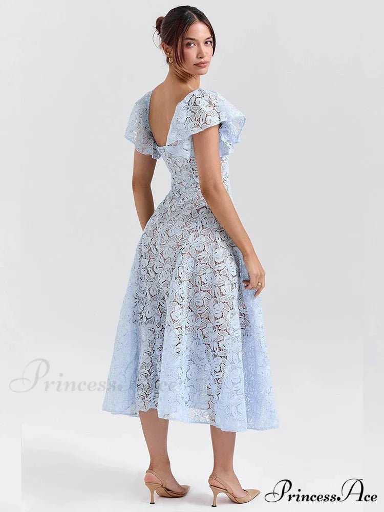 Belt Lace Holiday Dress vacationdress-250223