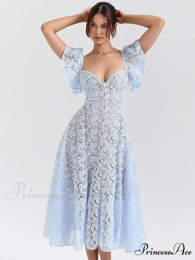 Belt Lace Holiday Dress vacationdress-250223