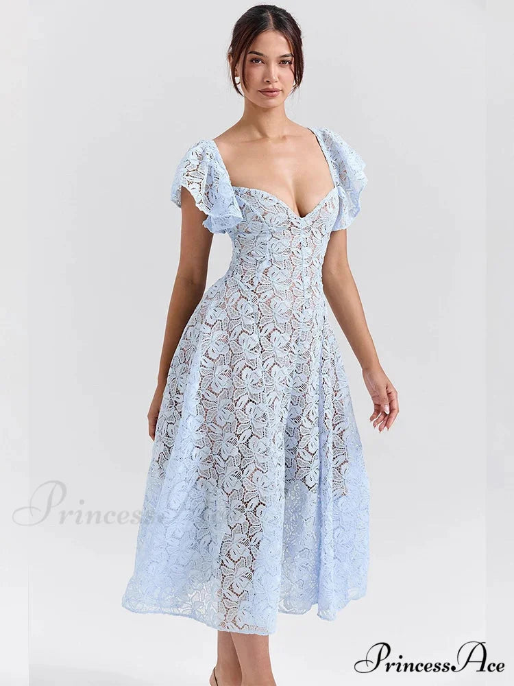 Belt Lace Holiday Dress vacationdress-250223