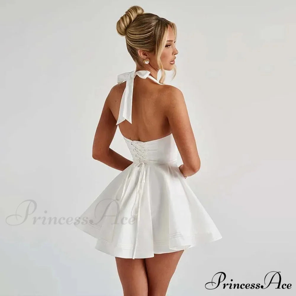 Belted Flared Mini Holiday Dress vacationdress-250223