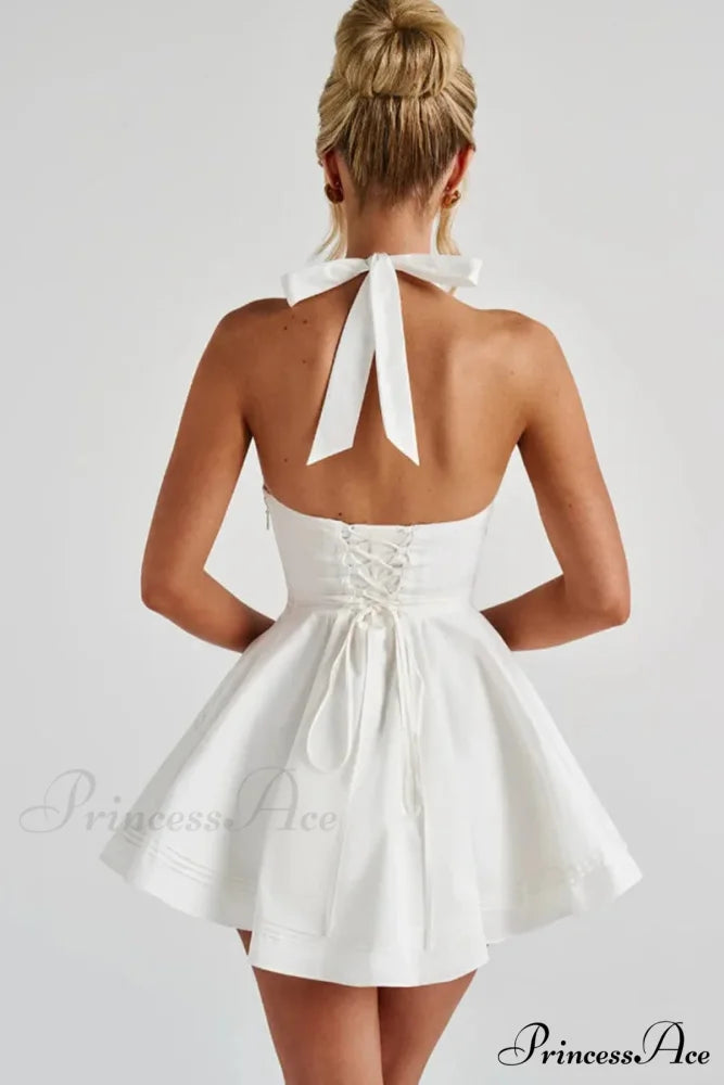 Belted Flared Mini Holiday Dress vacationdress-250223