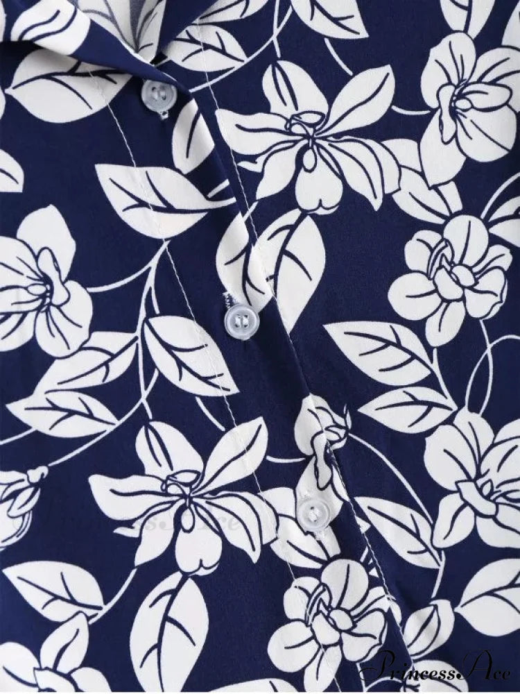 Belted Vintage Flowered Blouse Dress