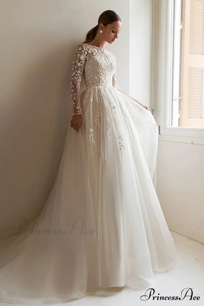 Bennett Long Graceful Sleeve Wedding Dress