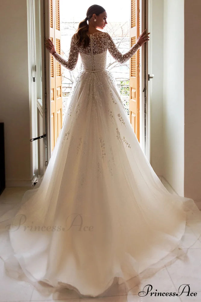 Bennett Long Graceful Sleeve Wedding Dress