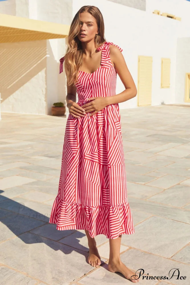 Bessie Elegant Tie Dress S / Red