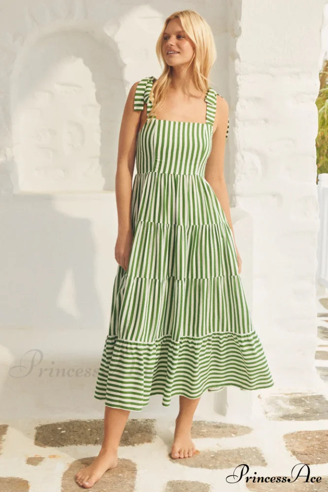 Bessie Elegant Tie Dress S / Seagrass