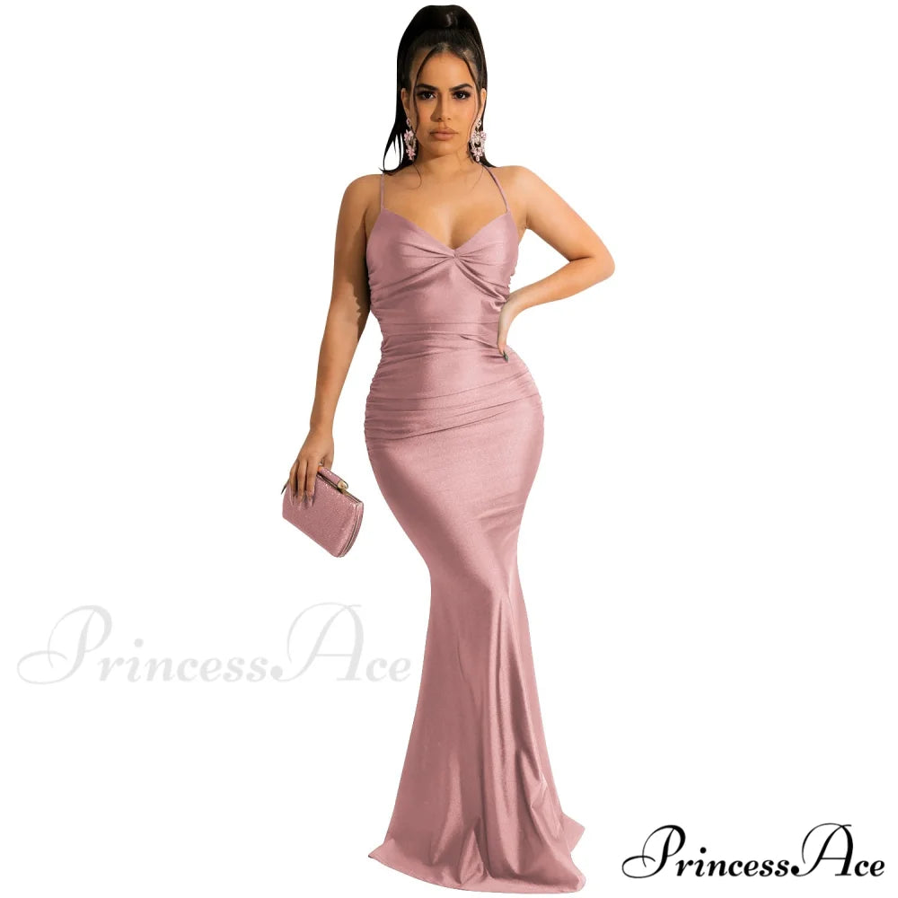 Bianca Ruched Stylish Mermaid Formal Dress pink / S