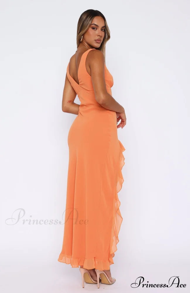 Bianca Slit Stylish Maxi Ruffled Dress