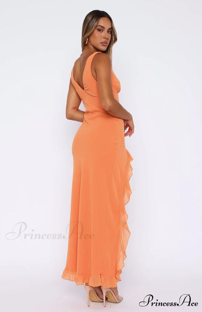 Bianca Slit Stylish Maxi Ruffled Dress