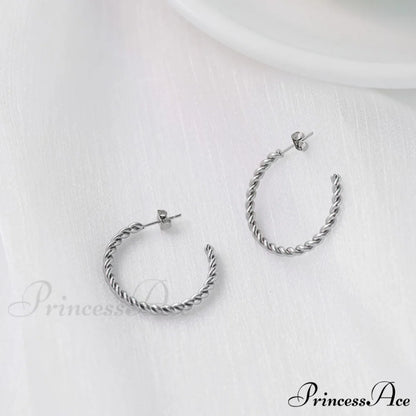 Big Hoop Twist Shape Stud Earrings