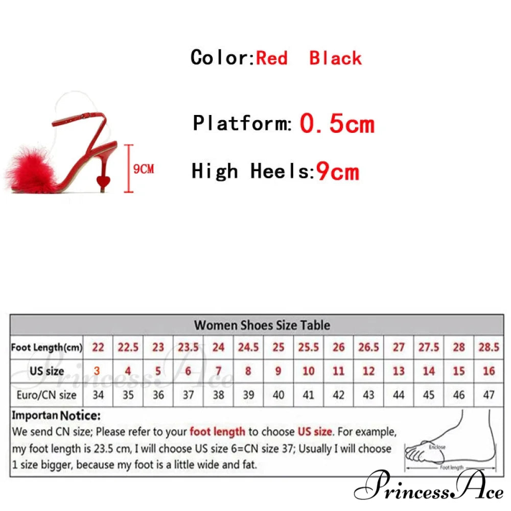 Big Size 42 Sexy Ankle Strap High Heels Fluffy Feather Women Sandals Summer Gladiator Square Toe Party Dress Shoes