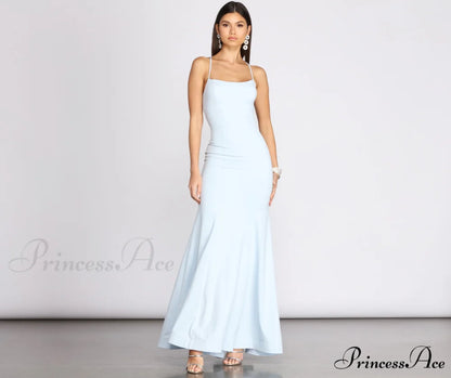 Billie Crepe Lace Charming Up Mermaid Gown LIGHT BLUE / 1
