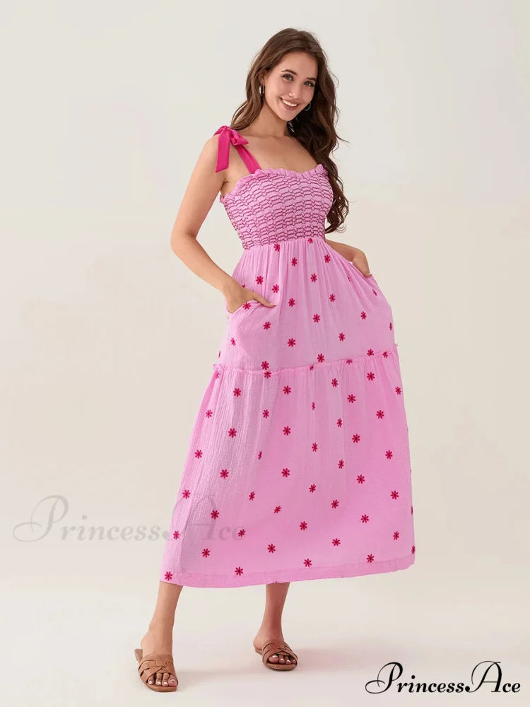 Bind-Shoulder Blooms Tank Layered Frill Sweetheart Floral Garment floraldress-250126