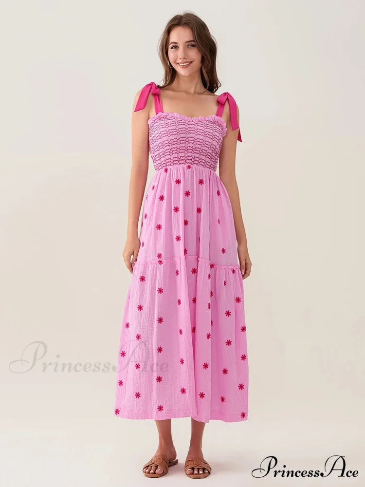 Bind-Shoulder Blooms Tank Layered Frill Sweetheart Floral Garment floraldress-250126