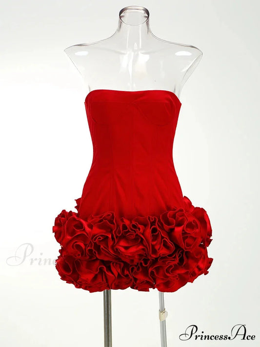 Birthday Party OutFits Elegant Christmas Party Dress Red / XS
