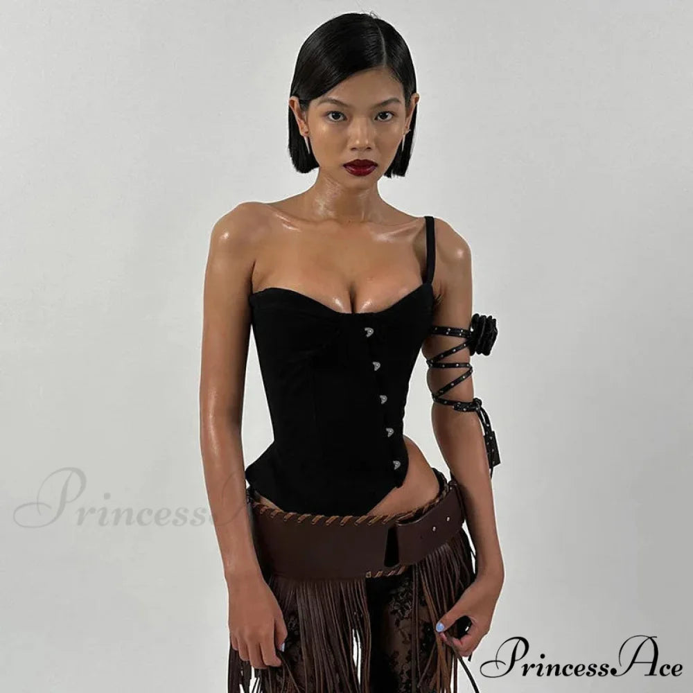 Black Asymetric Stylish Corset Top black / M