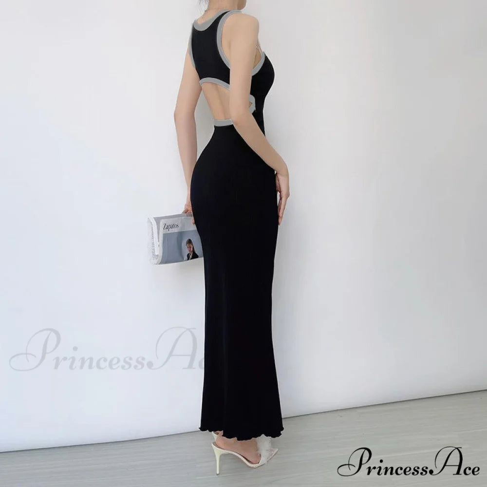 Black Bodycon Dress with Cut Out Detail M / Black