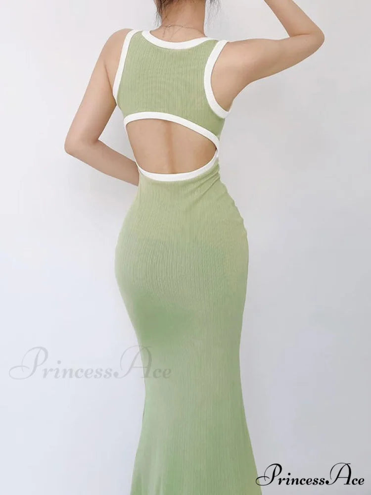Black Bodycon Dress with Cut Out Detail M / Green
