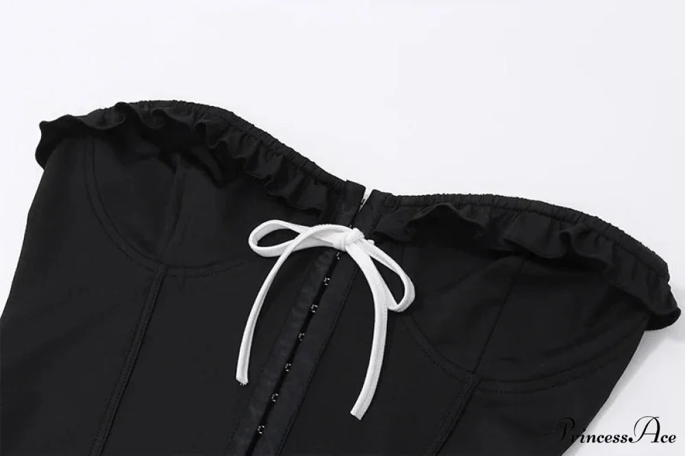 Black Bow Stylish Hook Crop Top