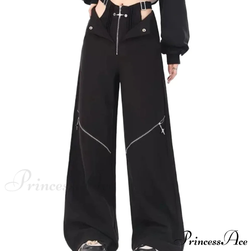 Black Casual Retro Cargo Halloween Pants Black / S
