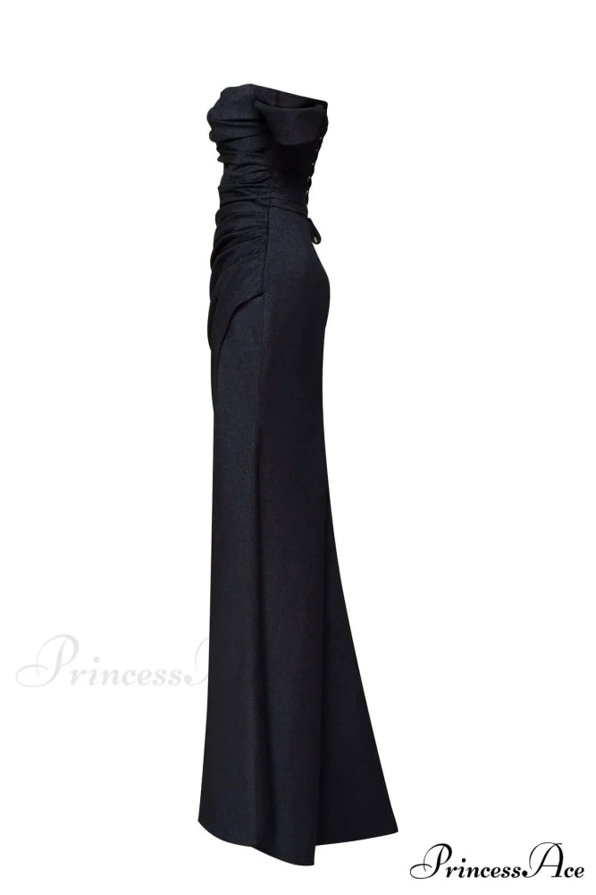 Black Epic Off-The-Shoulder Charming Thigh Slit Maxi Dress