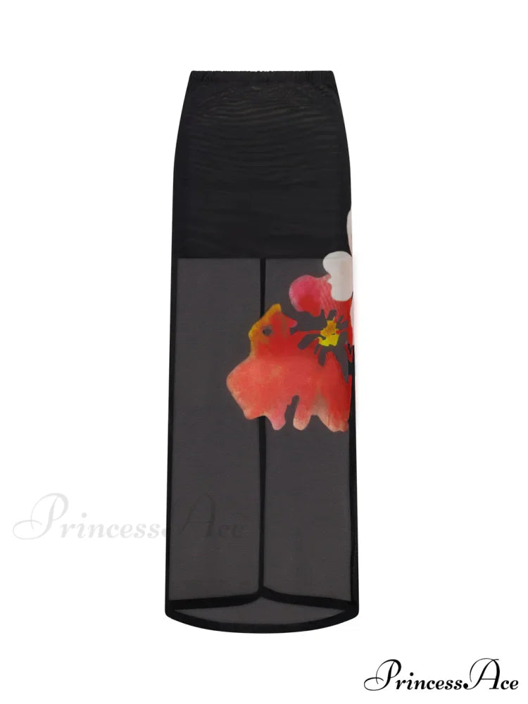 Black Floral Stylish Mesh Set
