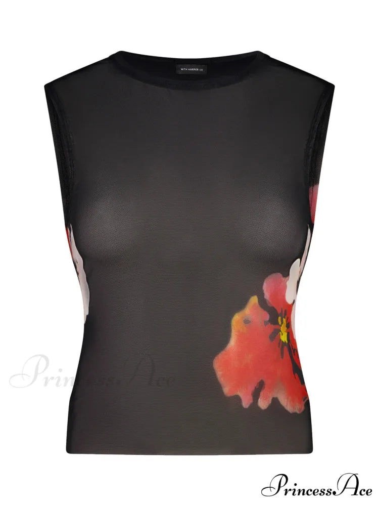 Black Floral Stylish Mesh Set