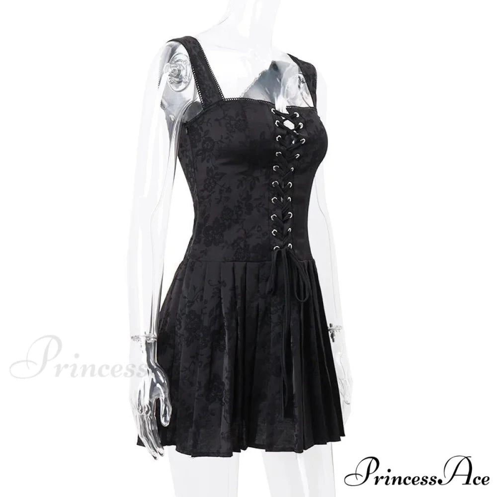 Black Front Stylish Lace-Up Mini Dress