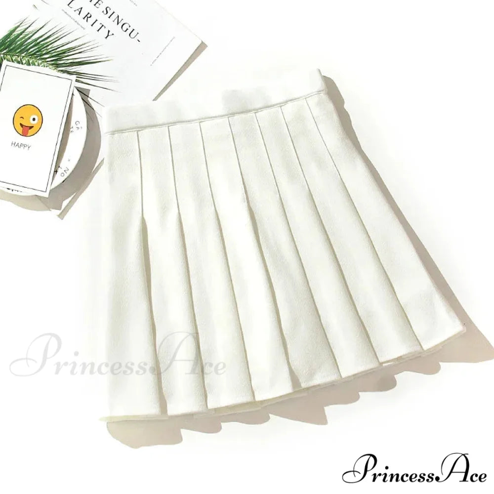 Black High Waist Pleated Vintage Gothic Streetwear Cross Print Skirt WHITE / S